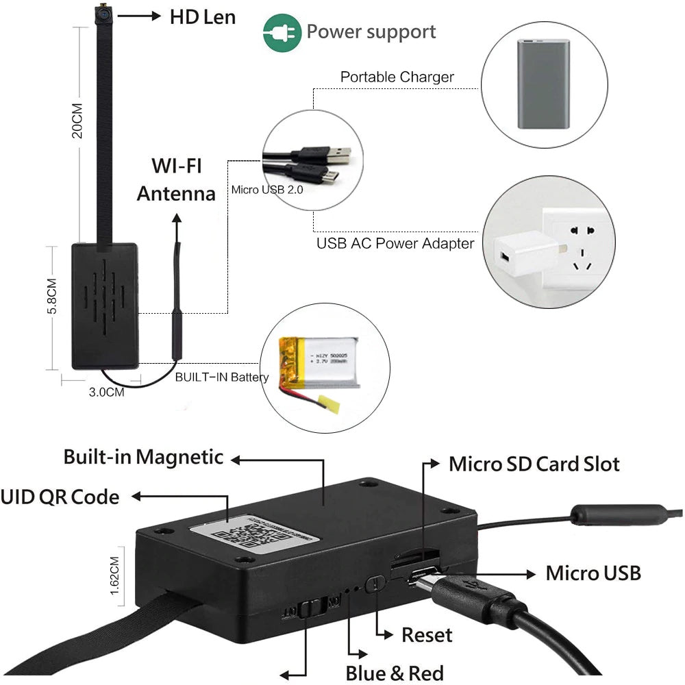 Hidden spy camera wifi hot sale module full hd 1080p