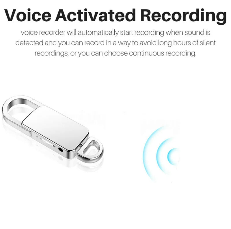 Chrome Keychain Mini Voice Recorder | 8GB Discreet
