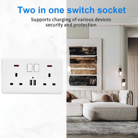 Security System Socket Double USB Wall Socket WiFi Spy Camera HD | Night Vision | UK Made