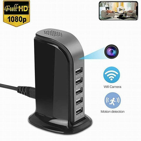 1080p HD Wireless WIFI Video Spy Camera Recorder IN 5X USB Power Charge Station - UkSpyGear.com